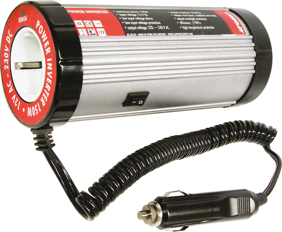 Inverter Carpoint da 12v a 230v – 150w 300w picco – modello portabicchieri – con sicurezza – accendisigari – compatto