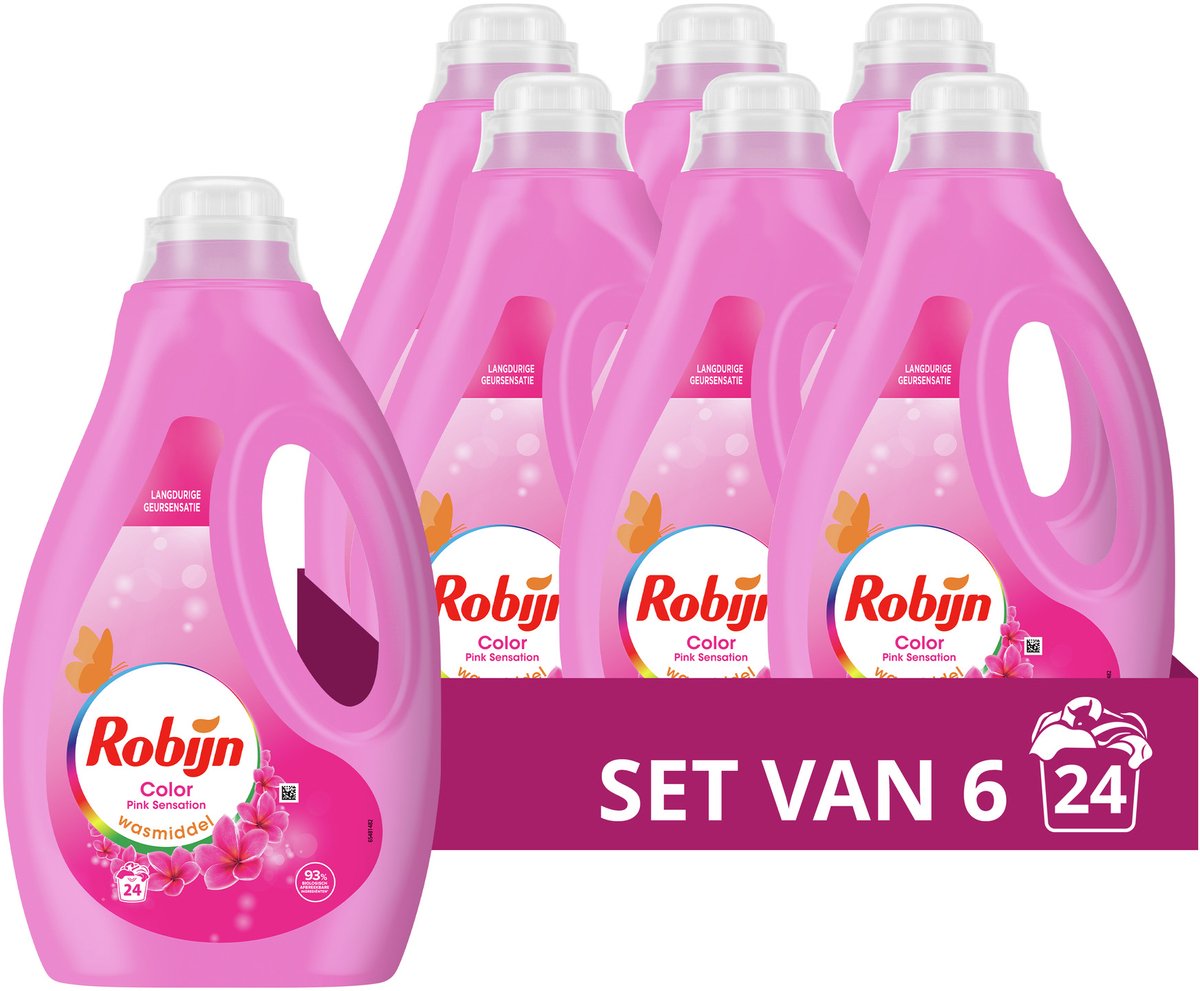 Robijn - liquid detergent - pink sensation - 6 bottles - 144 washes - value pack