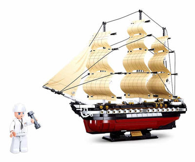 Sluban Model Bricks USS Constitution Fragata Juego de construcción de barcos de vela Kit de construcción de maquetas de barcos para niños adultos a partir de 12 años - Caja de construcción con 1118 bloques de construcción m38-b0836