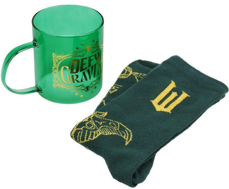 Set di calzini Paladone Wicked Mug in vetro - set regalo cinematografico con licenza ufficiale con calzini verde smeraldo -