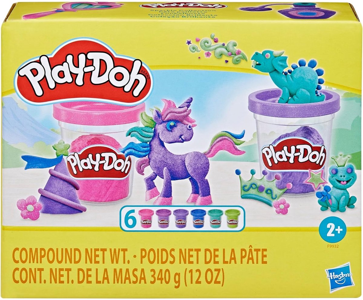 Play-doh sparkle compound collection - boetseerklei met glitters - 6 potjes