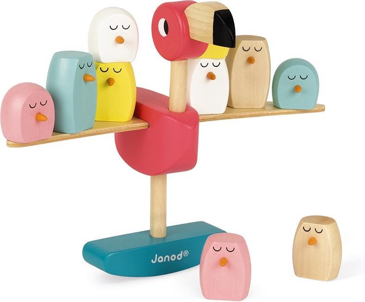 Janod zigolos - gioco di equilibrio in legno fenicottero - gioco di equilibrio e abilità - il primo che fa cadere il fenicottero e i suoi piccoli perde! - adatto da 3 anni