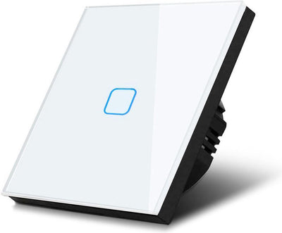 Maclean - light switch - wall switch - touch light switch made of tempered glass with one square LED illuminated button