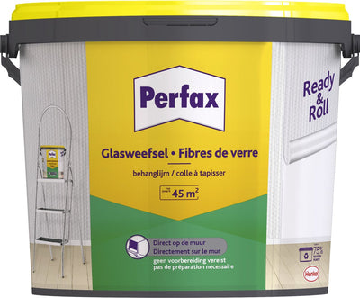 Colla per carta da parati in tessuto di vetro Perfax ready roll 9 kg | la soluzione definitiva per la carta da parati in fibra di vetro | adesivo in fibra di vetro di facile applicazione | adesivo per carta da parati trasparente per un'adesione duratura