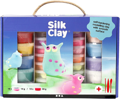 Silk clay set met gereedschap - 28 kleipotjes