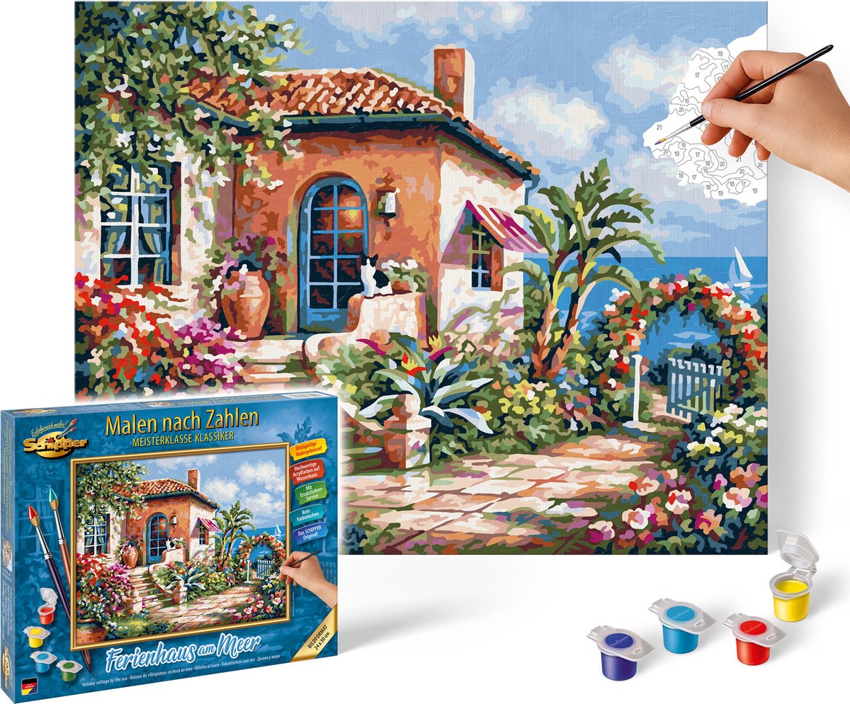 Pintura por números Skipper - casa de vacaciones junto al mar - paquete hobby