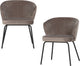 Woood admit eetkamerstoelen - fluweel - khaki - set van 2