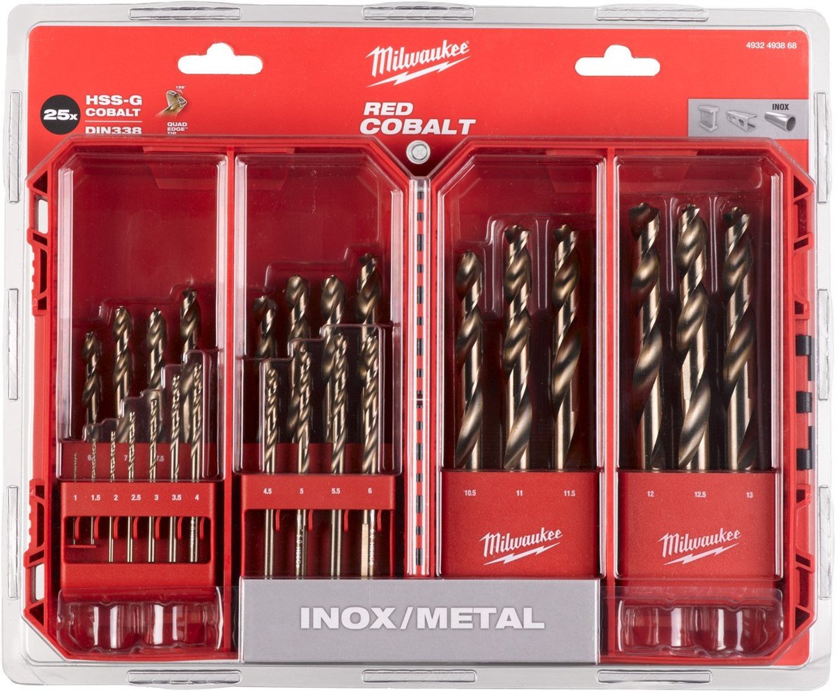 Set di punte per metallo Milwaukee - 25 pezzi - rosso cobalto