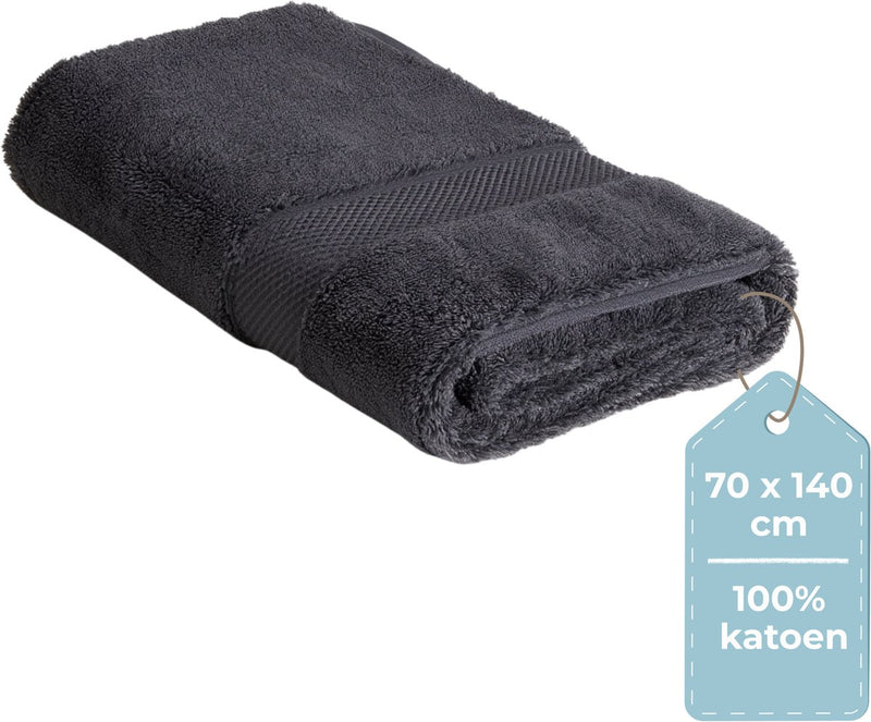 Silenzio. asciugamano da bagno living hush living - per pezzo - 70×140 cm - 100% cotone - qualità pesante 500 g m2 - bordo elegante e anello per appenderlo - antracite