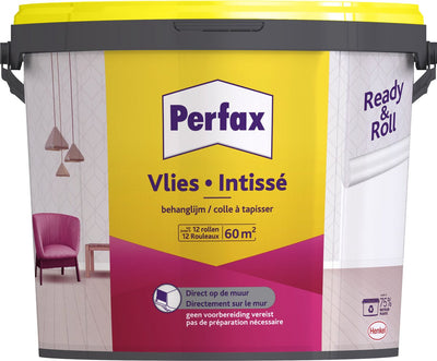 Perfax ready roll carta da parati adesiva non tessuto 9 kg | Colla per carta da parati in tessuto non tessuto | colla per carta da parati trasparente | colla per carta da parati su tutte le superfici