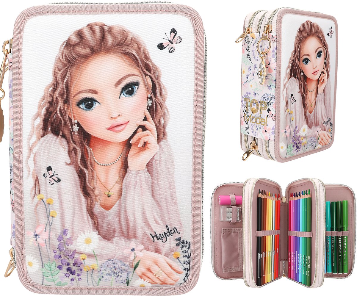 Depesche - estuche para lápices top model de 3 compartimentos - sensación de verano