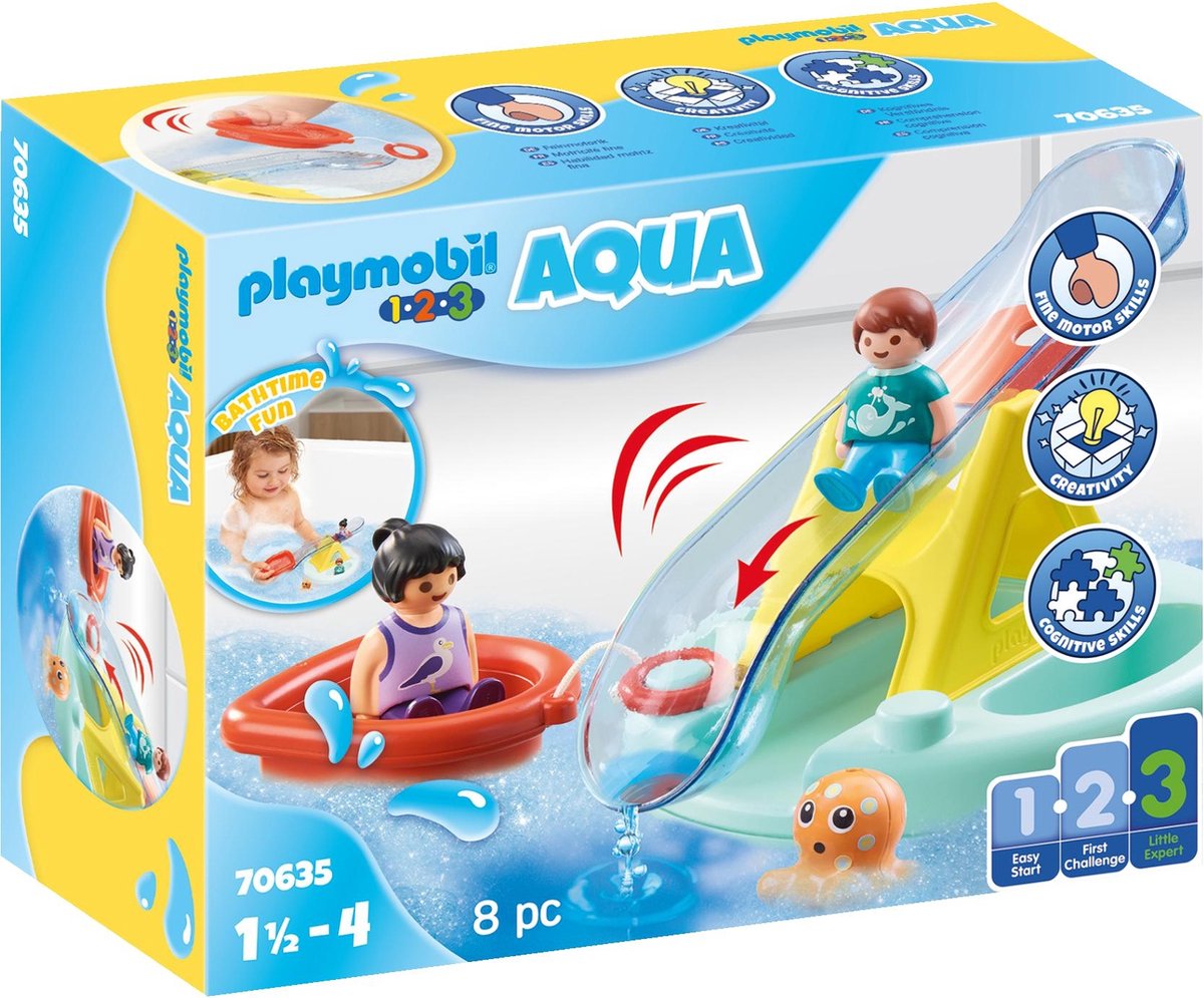 Playmobil 1.2.3 aqua zwemeiland met waterglijbaan - 70635