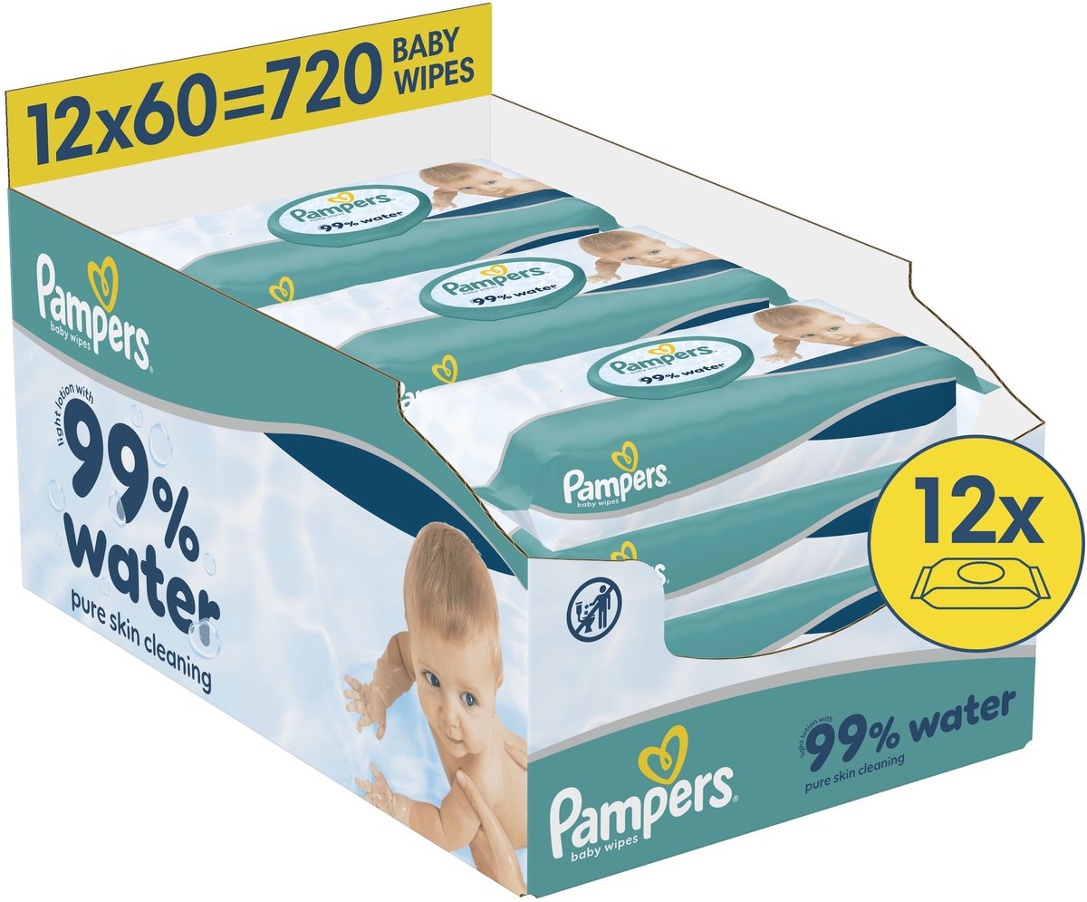 Salviette Pampers 99% acqua - 12 confezioni da 60 salviette = 720 salviette