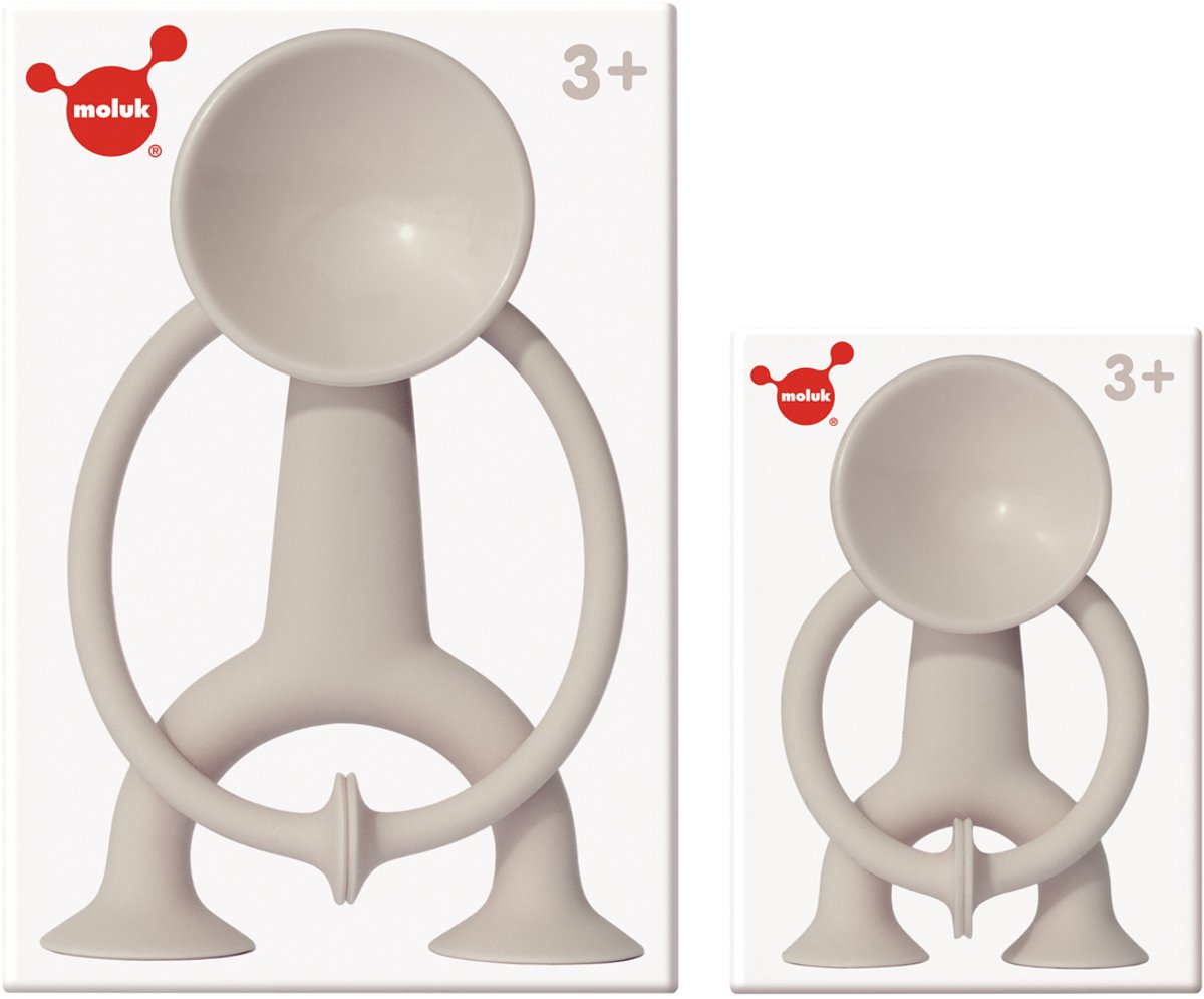 Moluk oogi actiefiguur - beige - h12cm - met zuignappen voor elk glad oppervlak - 3 jaar