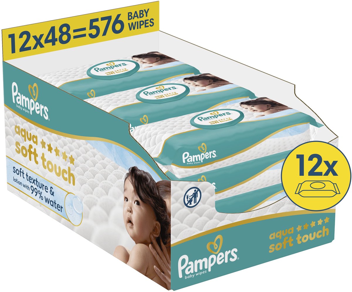 Salviette Pampers Aqua Soft Touch - 12 confezioni da 48 salviette = 576 salviette