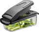 Gefu treppo vegetable cutter - cube cutter, chip cutter - 2 cutting grids - 1 liter collection container - stainless steel