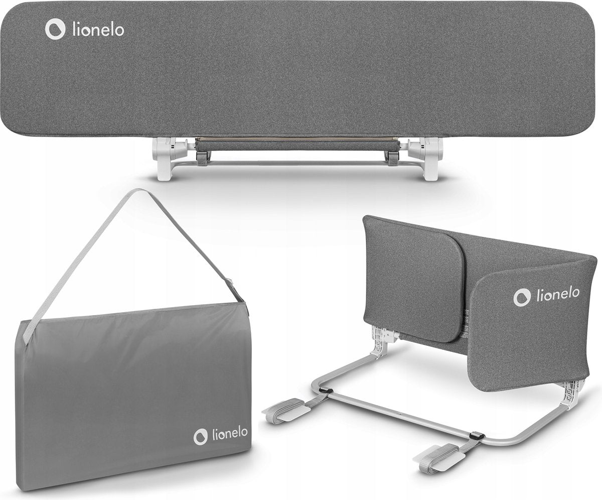 Lionelo lora - sponda letto xl - portatile pieghevole - extra lunga 150 cm - installazione facile - universale - materiale di alta qualità