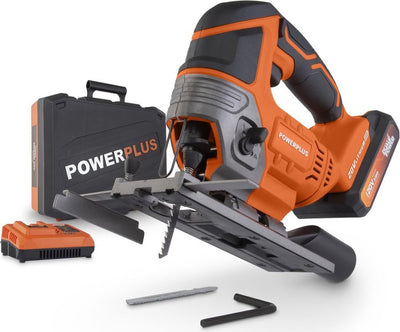 Sierra de calar powerplus dual power powdp25310 - 20v - incl. 1x batería de 20v 2.0ah, cargador, accesorios, conexión de vacío, guía paralela y estuche de almacenamiento