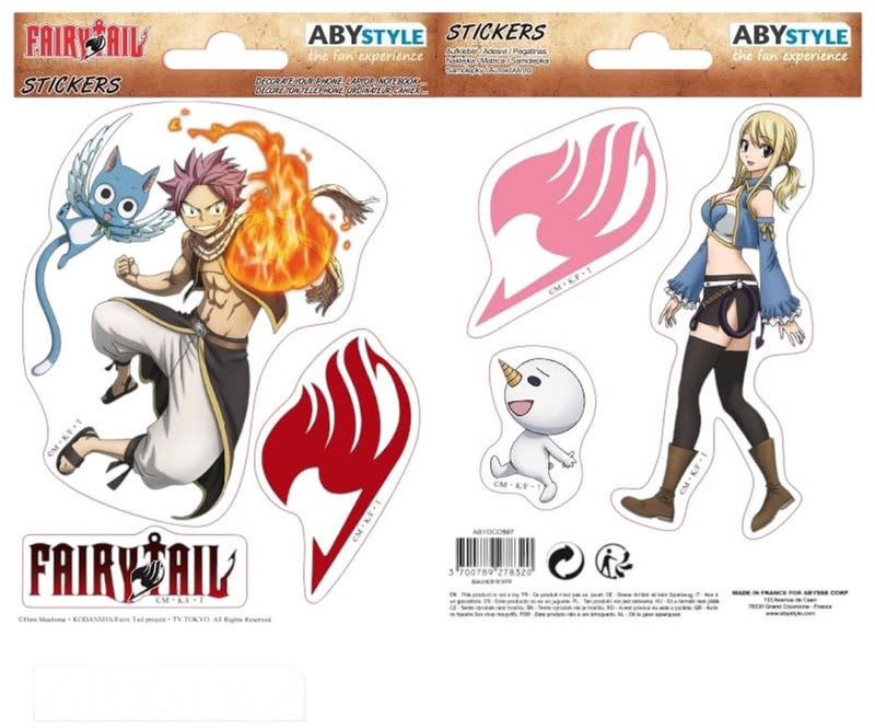 Abystyle fairy tail - pegatinas - 16x11cm 2 hojas - natsu lucy