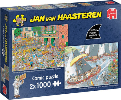 Puzzle Jumbo Jan van Haasteren - Il mercato del formaggio skutsjesilen - 2x1000 pz.
