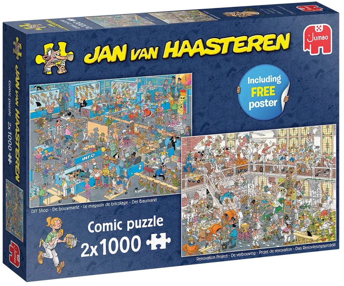 Jan van haasteren - de verbouwing de bouwmarkt - 2x1000 stukjes puzzel - legpuzzel