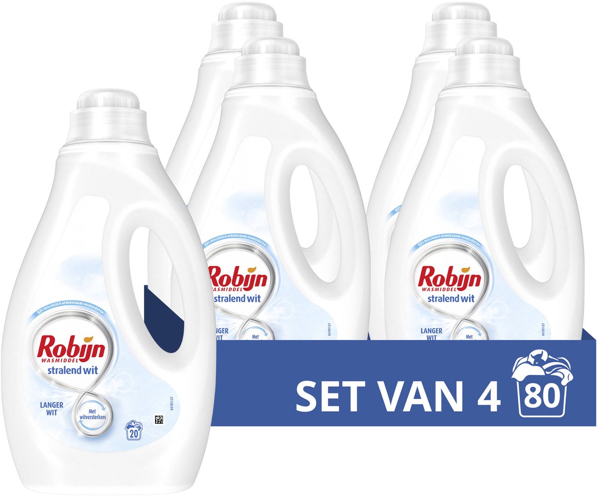 Robijn - liquid detergent - radiant white - 4 bottles - 80 washes - value pack