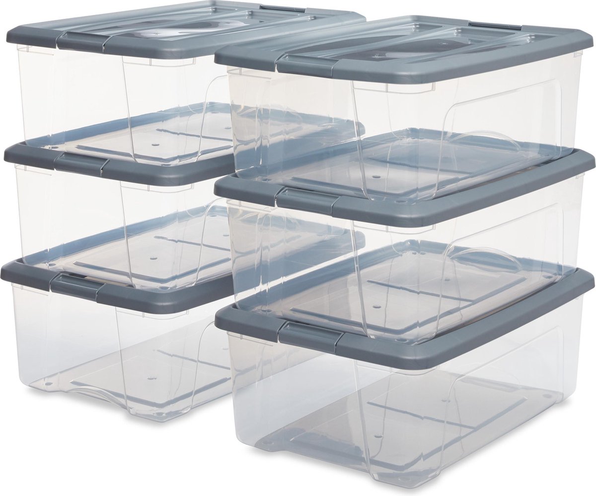 Bauletto portaoggetti Iris New - 30 l - plastica - grigio argento trasparente - set da 6