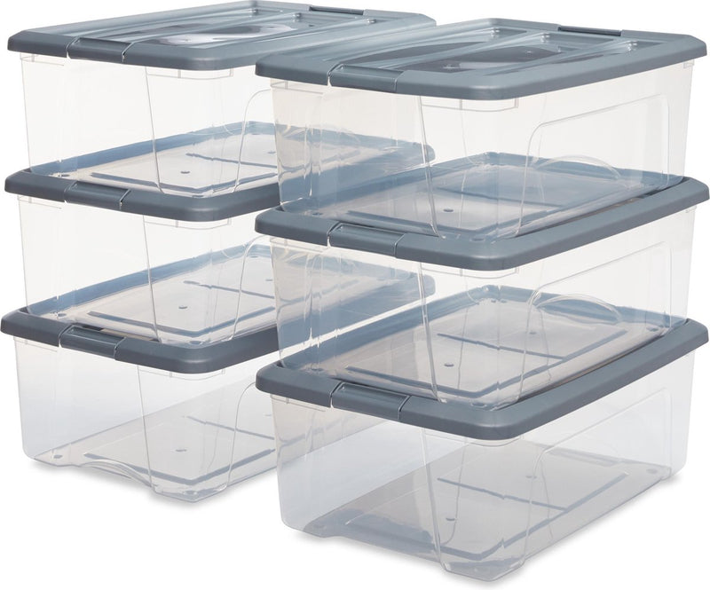 Bauletto portaoggetti Iris New - 30 l - plastica - grigio argento trasparente - set da 6