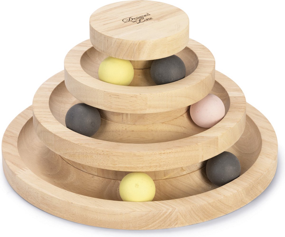 Progettato da lotte play tower mia - giocattolo per gatti - legno - marrone - 26x26x14,5 cm
