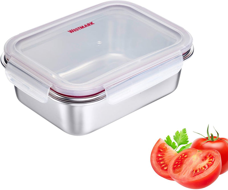 Westmark Fiambrera de Acero Inoxidable - Panera a Prueba de Fugas - Apta para microondas y Horno, sin BPA - Caja Bento para la Escuela, el Trabajo y la guardería - Plata, 600 ml