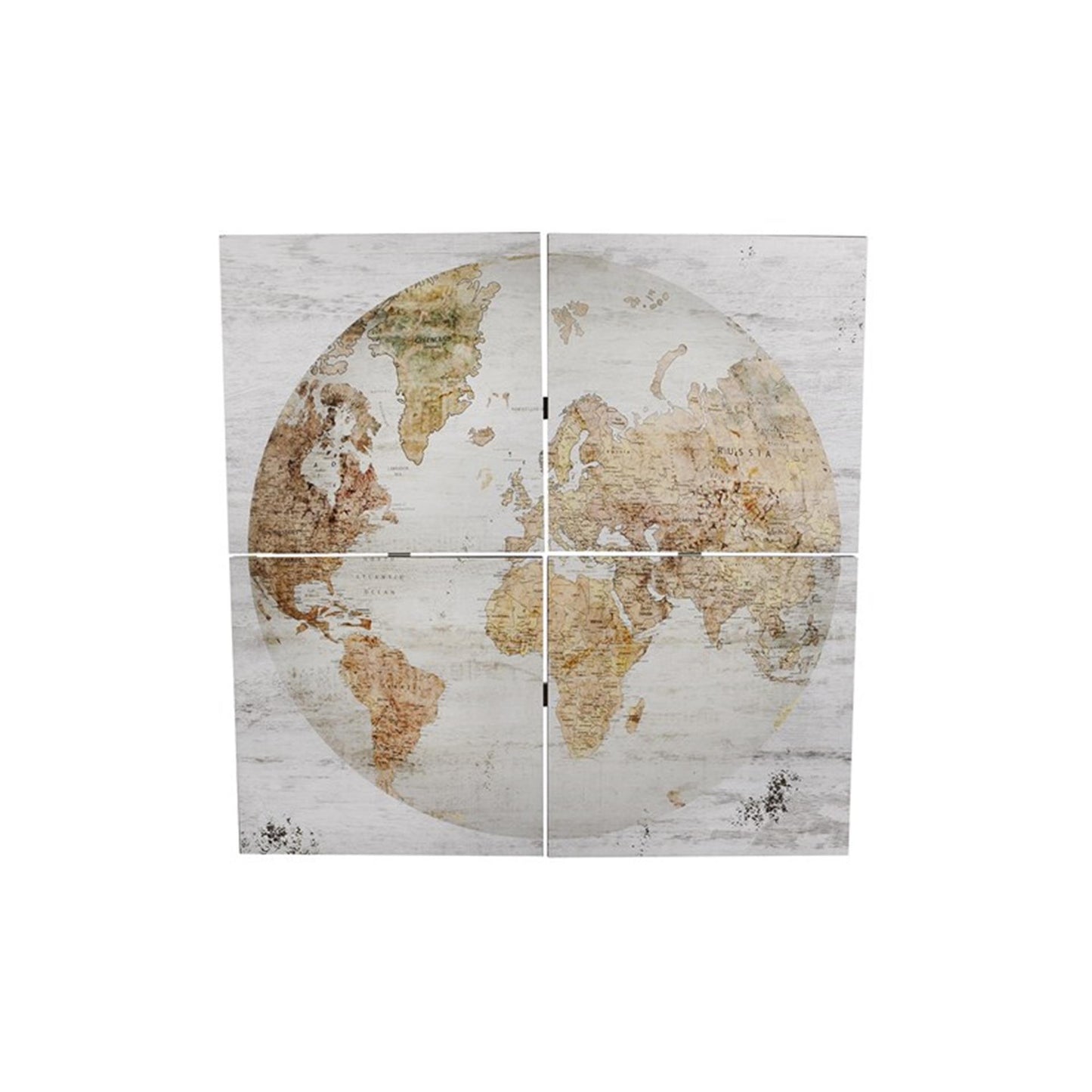 Cosydecor gráfico de pared 'globe' 4 piezas 80x80 blanco