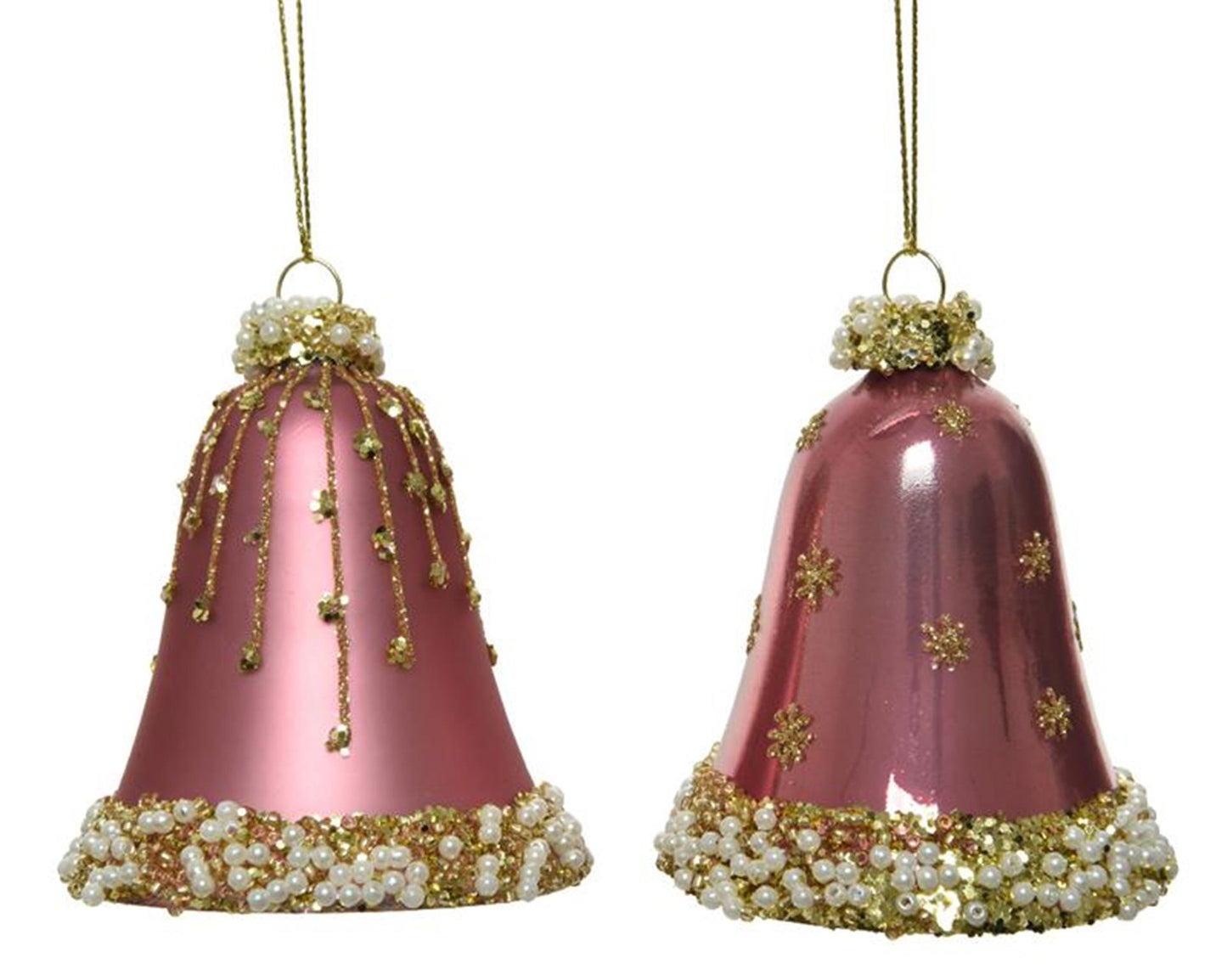 Decoris kersthangerset klokje set a 2 stuks roze