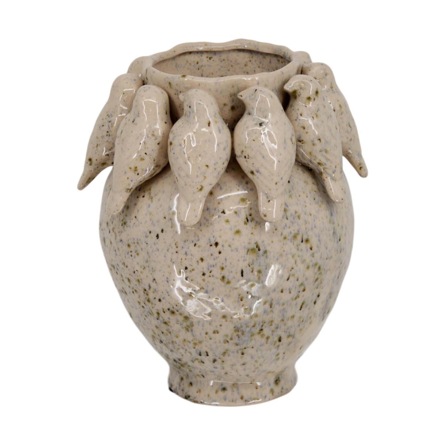 Vaso Dijk Natural Collection con uccelli in cemento ø22,7xh28cm