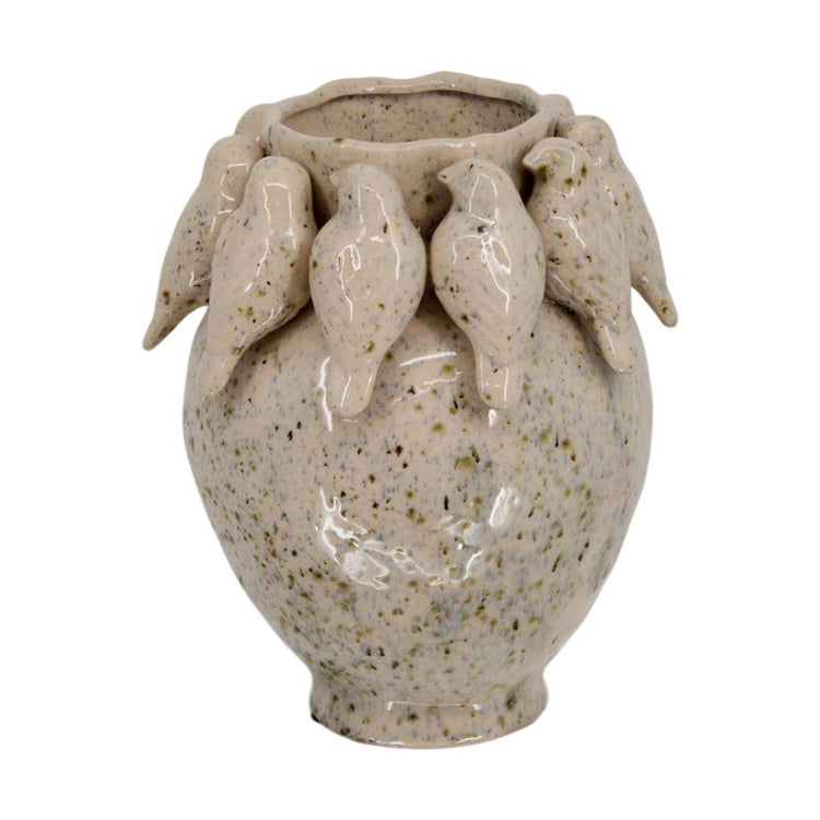 Dijk natural collections vaas met vogels cement 22,7x22,7x28cm