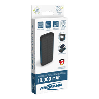 Ansmann Outdoor PowerBank con panel solar, lámpara LED, 2x USB-A Poort