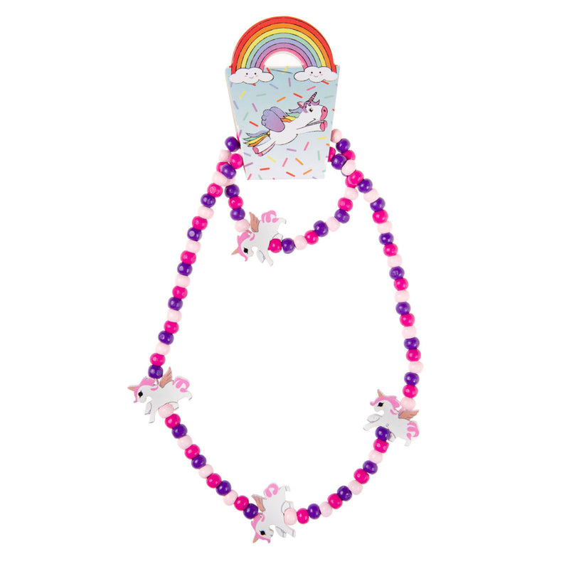 LG Importa collana in legno e unicorno bracciale