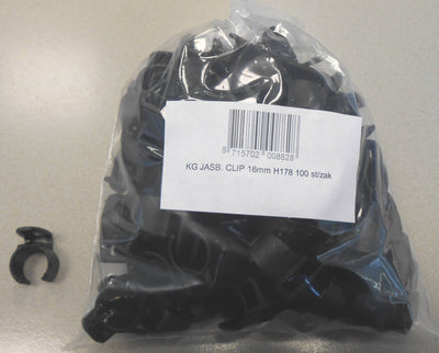 Clip di montaggio Hesling 16mm bordo in plastica nero officina (100)