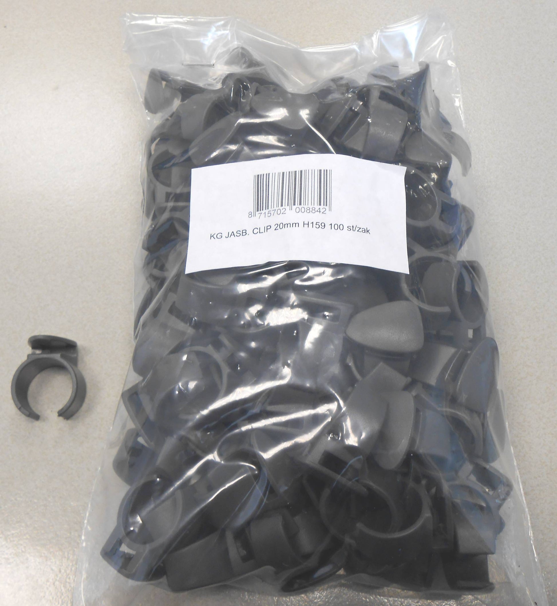 Hesling montageclip 20mm kunststof rand grijs werkplaats (100)