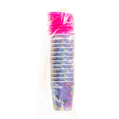 LG imports cup with lid and straw unicorn, 12st.