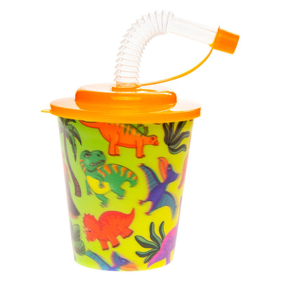 LG imports cup with lid and straw dinosaur, 12st.