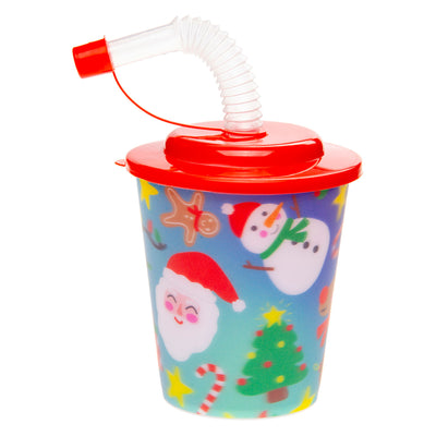 LG-Imports Cup with Lid and Straw Christmas, 12 pcs.