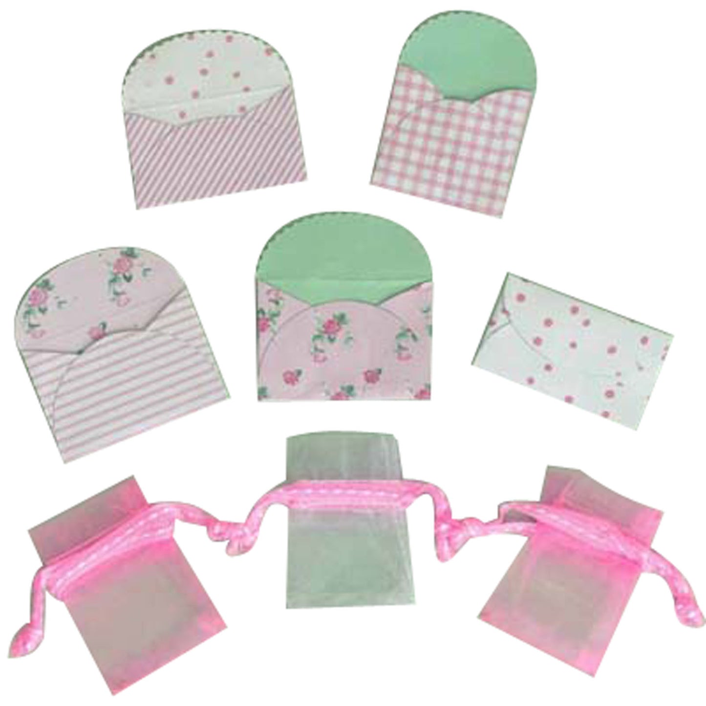 Vaessen creative • mini buste x5 + mini sacchetti di organza x3 rosa confetto
