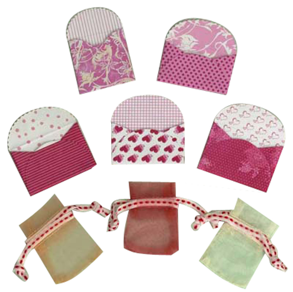 Vaessen creative • mini buste x5 + mini sacchetti di organza x3 San Valentino