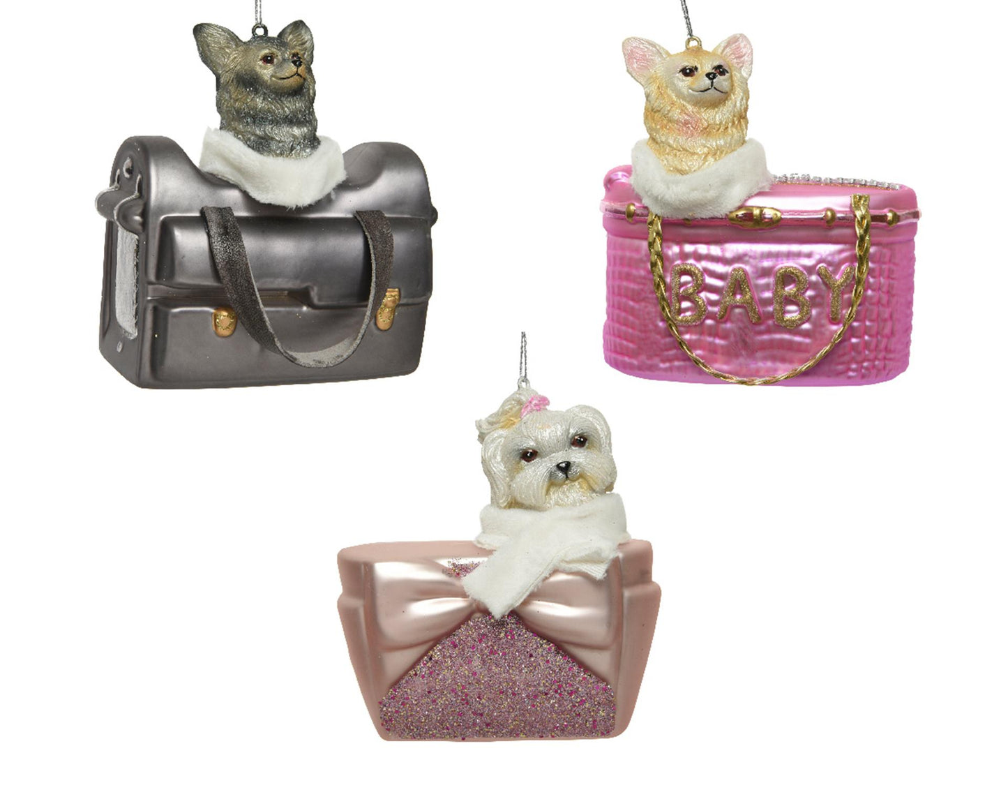 Decoris colgante navideño perro cristal 10x5cm