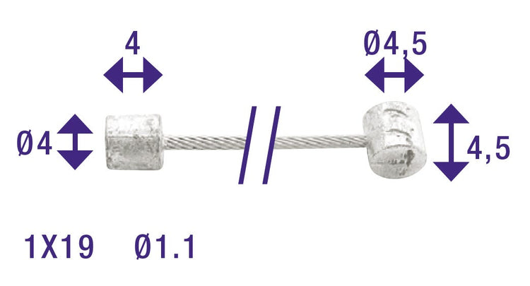 Cordo inner cable binnenkabel versteller 225cm ã˜1,1mm rvs + 2 nippels