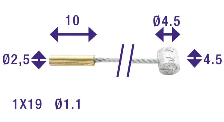 Cordo binnenkabel binnenkabel versteller 225cm ã˜1,1mm verzinkt + 2 nippels