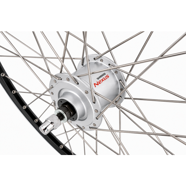 Shimano ruota anteriore 28 x 1 4'' alluminio cerchio zac 2000 - dinamo al mozzo dh-c3000-3n - freno a cerchione - nero argento