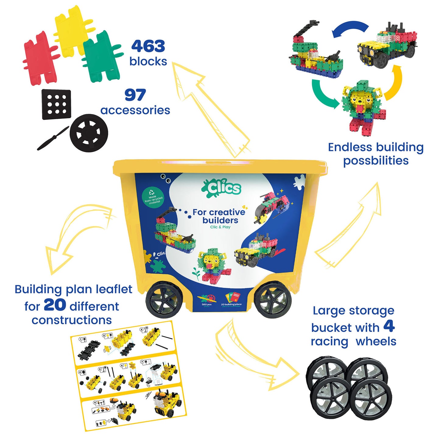 CLICS ROLBOX Building Blocks, 20in1