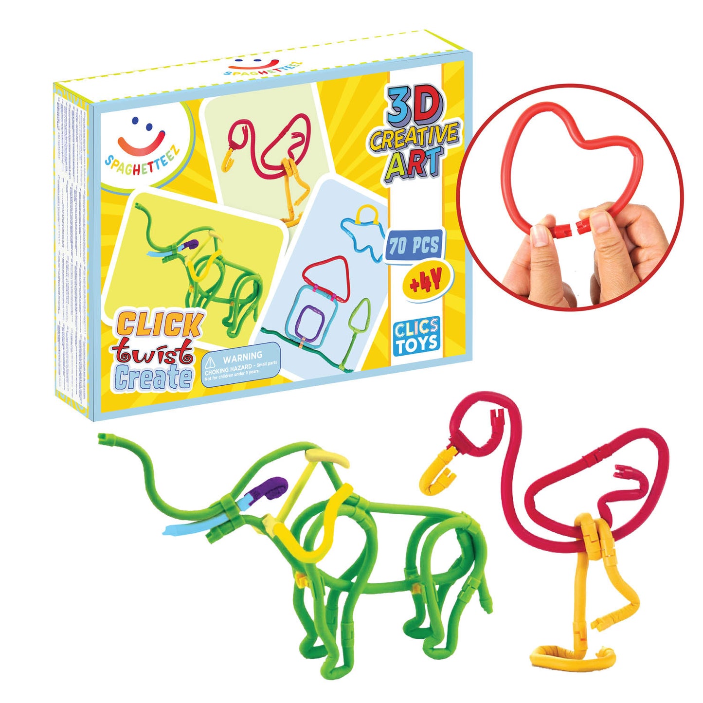 Spaghetteez 3d art flexibele bouwstaafjes, 70dlg.