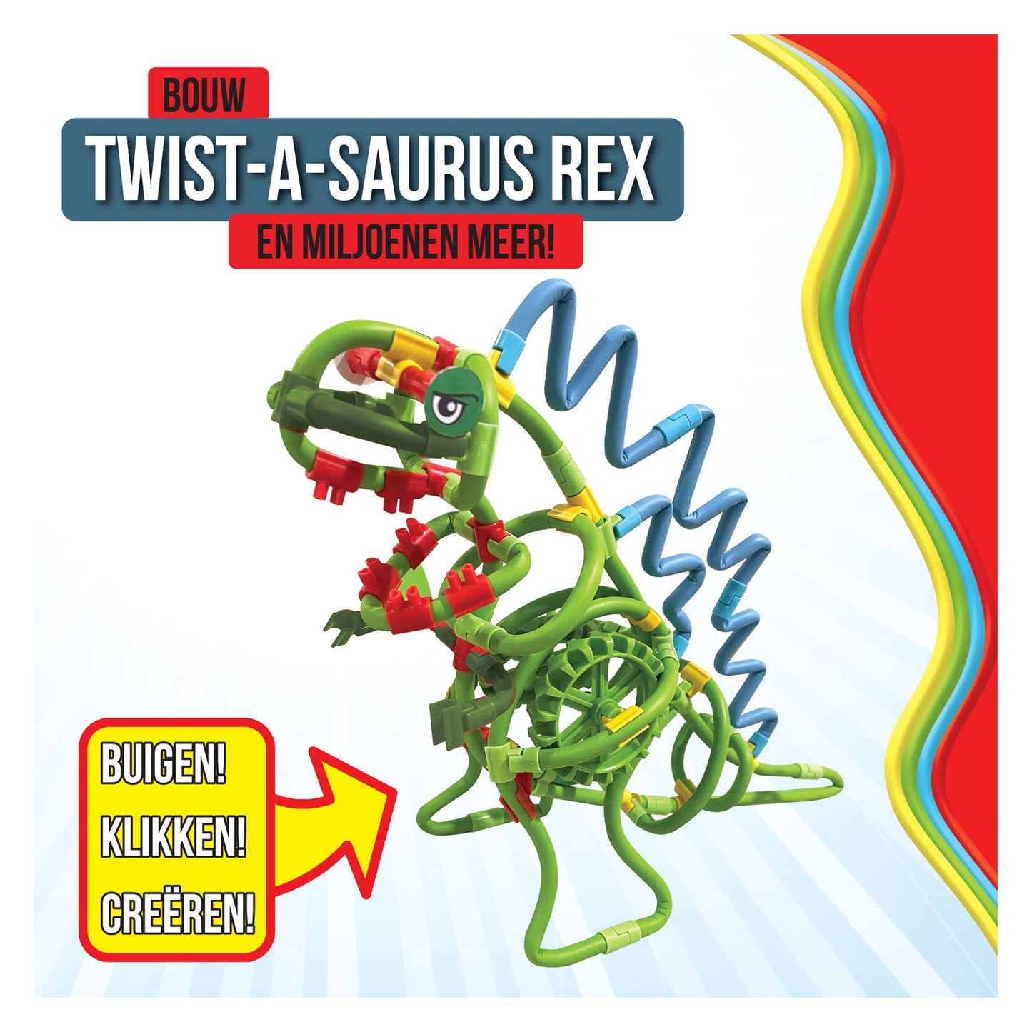 Clics spaghetteez twist-a-saurus flexibele bouwstaafjes, 64dlg.